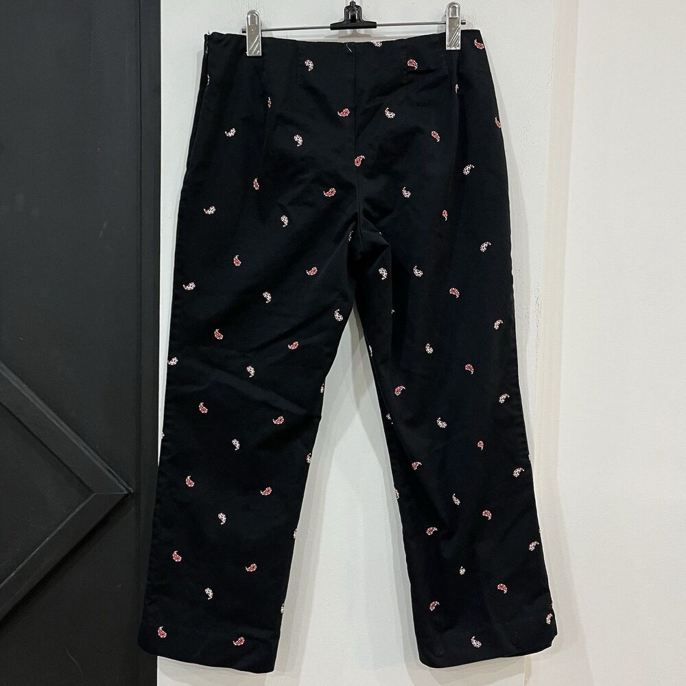 Liz Claiborne Black Paisley Embroidered Pants Size 6 Petite - Picture 4 of 5